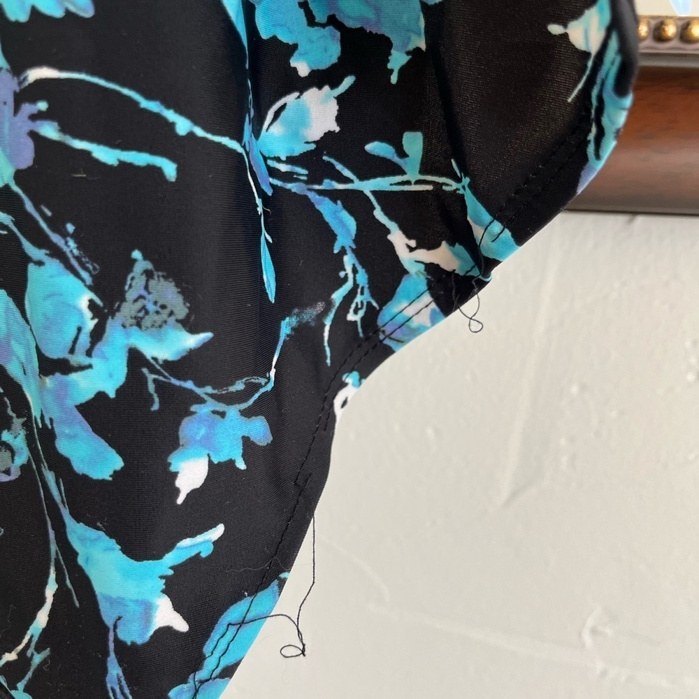 Swimsuits For All Black and Blue Floral One Piece and Sarong - Picture 8 of 10